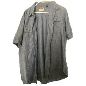 Wrangler Authentics 100% Cotton Western Work Shirt, Men's Large, Blue